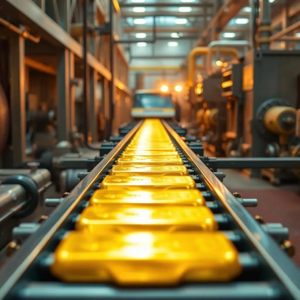Refined gold bars moving through a modern East African refinery
