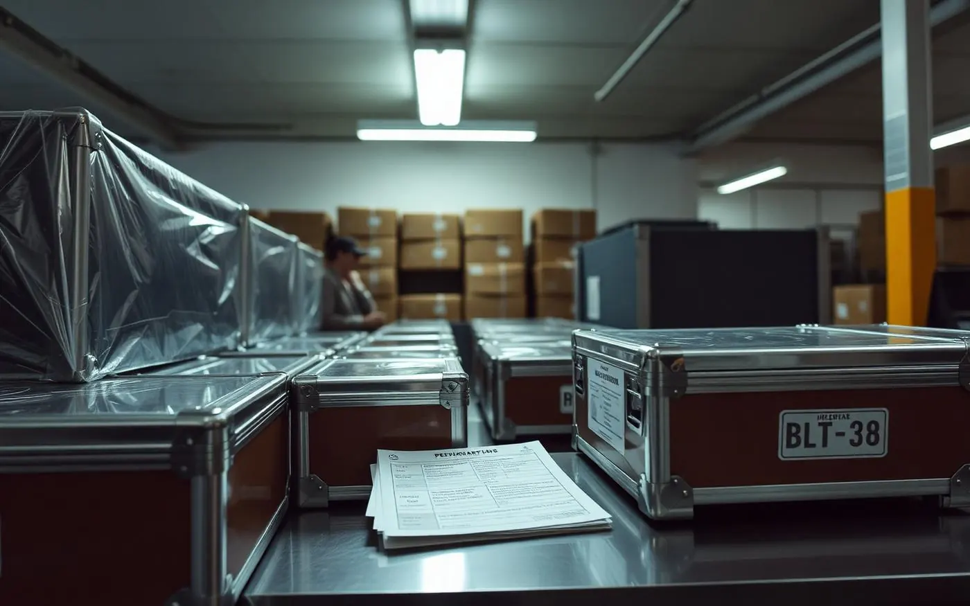 Customs documentation and sealed metal shipment cases