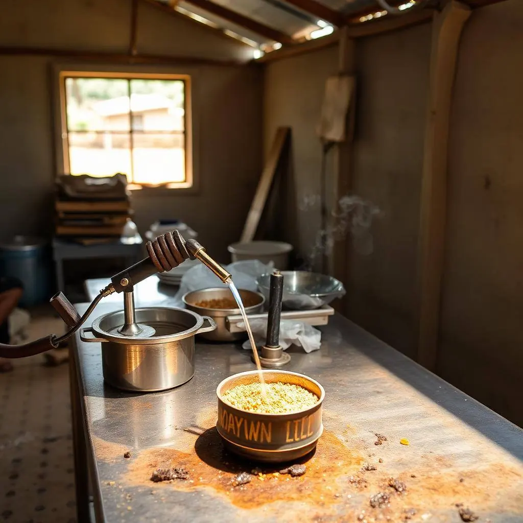 Gold processing site in a Ugandan artisanal mining district